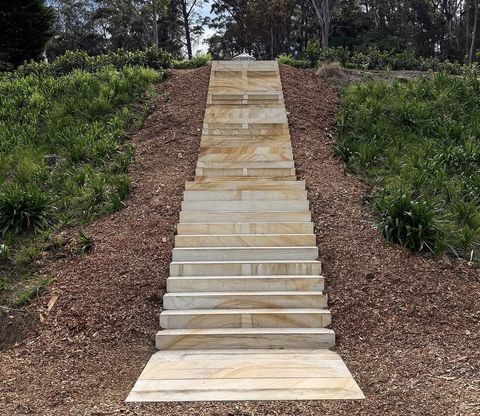 Sandstone garden steps and terracing